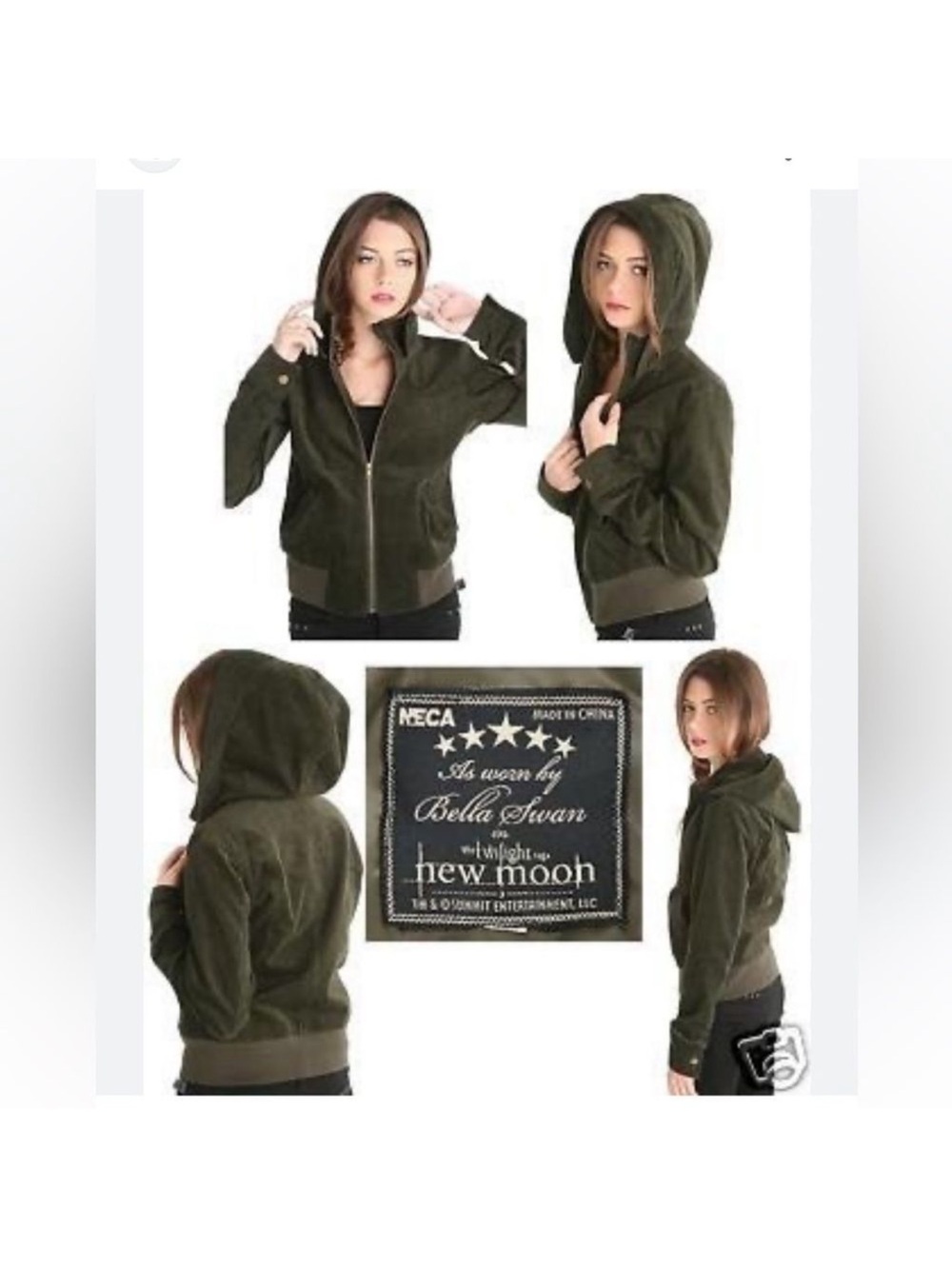 NECA Twilight Bella Swan Corduroy Bomber Jacket Hunter Green Large GUC